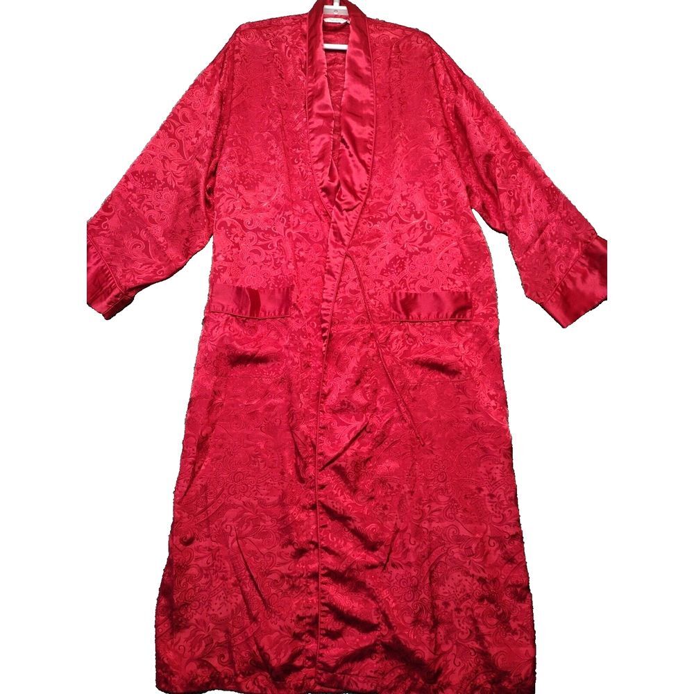 1980s Vintage Victoria Secret Long Satin Robe Women's M/L Pockets Sexy